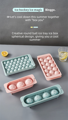 2 PCS Large Diamond Ice Cube Trays with Lids 4 Cavity Geometric Sphere Ice Ball Maker Mould Stackable Hard Plastic for Whiskey Cocktails Blue