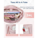 Womens Puffer Tote Bag Quilted Nylon Shoulder Handbag Large Capacity Laptop Work Travel Gym Carryall Bag with Zipper Pink