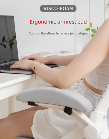 A pair of Memory Foam Chair Armrest Pads Curved Elbow Support Cushion Black Ergonomic Pressure Relief Cover for Office Gaming Chair WFH Setup