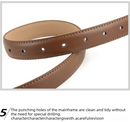 Women's Genuine Leather Thin Belt 2.3cm Width Minimalist Gold D-Shaped Buckle Casual Waist Strap for Jeans Dresses Black 105cm