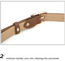Women's Genuine Leather Thin Belt 2.3cm Width Minimalist Gold D-Shaped Buckle Casual Waist Strap for Jeans Dresses Grey 105cm