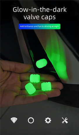 2 Packs of 4 Blue Luminous Tyre Valve Caps Glow in The Dark Universal Wheel Air Dust Covers for Cars Bikes Motorcycles Scooters One-Piece Design