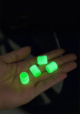 2 Packs of 4 Red Luminous Tyre Valve Caps Glow in The Dark Universal Wheel Air Dust Covers for Cars Bikes Motorcycles Scooters One-Piece Design
