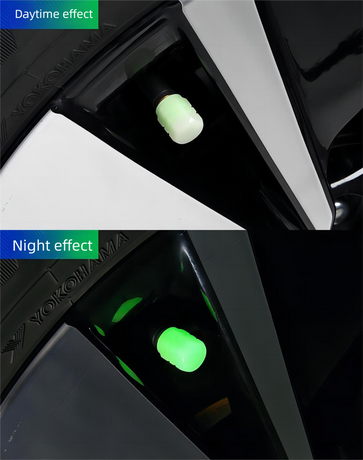 2 Packs of 4 Red Luminous Tyre Valve Caps Glow in The Dark Universal Wheel Air Dust Covers for Cars Bikes Motorcycles Scooters One-Piece Design