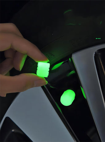 2 Packs of 4 Orange Luminous Tyre Valve Caps Glow in The Dark Universal Wheel Air Dust Covers for Cars Bikes Motorcycles Scooters One-Piece Design