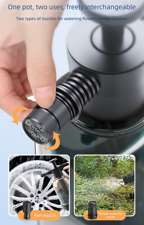 Black 2L Handheld Car Wash Foam Sprayer Pump Action Pressure Cannon with 2 Nozzles for Auto Detailing and Garden Watering Heavy Duty 55 Degree Fan Spray