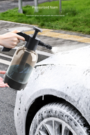 White 2L Handheld Car Wash Foam Sprayer Pump Action Pressure Cannon with 2 Nozzles for Auto Detailing and Garden Watering Heavy Duty 55 Degree Fan Spray