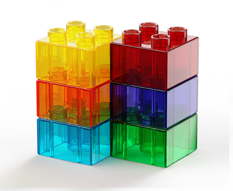 30pcs Large Building Blocks Transparent 2x2 Bricks Compatible Base Parts Educational Construction Toy for Kids Toddlers 6 Colours Mix