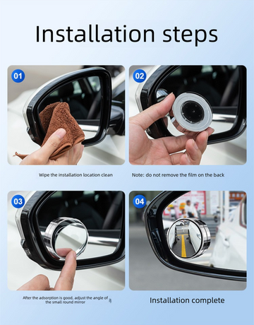2Pcs Car Blind Spot Mirrors Suction Cup Vacuum Adsorption 360 Adjustable Round Rear View Convex Mirror Waterproof Black Frame for Cars SUVs