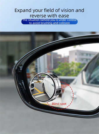 2Pcs Car Blind Spot Mirrors Suction Cup Vacuum Adsorption 360 Adjustable Round Rear View Convex Mirror Waterproof Sliver Frame for Cars SUVs