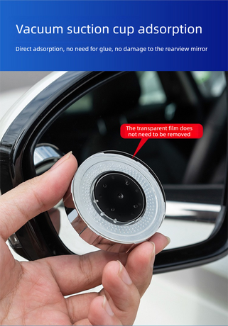 2Pcs Car Blind Spot Mirrors Suction Cup Vacuum Adsorption 360 Adjustable Round Rear View Convex Mirror Waterproof Sliver Frame for Cars SUVs