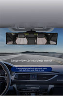 Panoramic Rear View Mirror Car Wide Angle Convex Curve Mirror Anti-Glare Universal Clip-On Interior Rearview Mirror 28.5cm Large Field of Vision