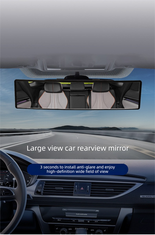 Panoramic Rear View Mirror Car Wide Angle Convex Curve Mirror Anti-Glare Universal Clip-On Interior Rearview Mirror 28.5cm Large Field of Vision