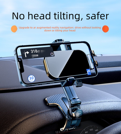 Universal Dashboard Car Phone Holder 360° Rotating Clip Mount HUD Design Anti-Slip Cradle for 4-7.2 Inch Smartphones GPS Navigation