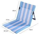 Portable Folding Beach Ground Chair with Back Support Sky Blue Striped Lightweight Padded Mat for Camping Picnics Festivals - Standard Model