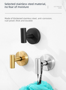 Heavy Duty Stainless Steel Suction Cup Hook Vacuum Wall Hanger Brushed Silver No Drill Towel Holder for Bathroom Kitchen & Shower - Waterproof