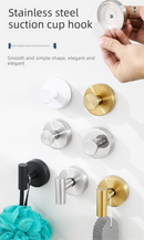 Heavy Duty Stainless Steel Suction Cup Hook Vacuum Wall Hanger Brushed Black No Drill Towel Holder for Bathroom Kitchen & Shower - Waterproof
