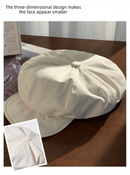 Women's Black Newsboy Cap UPF50+ Sun Protection Cotton Blend Octagonal Beret Hat - Adjustable Breathable Baker Boy Style with Cute Button Detail