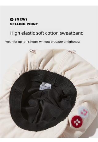 Women's Black Newsboy Cap UPF50+ Sun Protection Cotton Blend Octagonal Beret Hat - Adjustable Breathable Baker Boy Style with Cute Button Detail