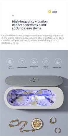 Portable Sonic Vibration Jewellery & Glasses Cleaner - Wireless Battery Operated Washing Box for Travel, Dentures & Makeup Tools (Requires 2x AAA Batteries)