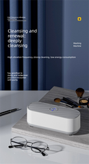 Portable Sonic Vibration Glasses & Jewellery Cleaner - Battery Operated Washing Box for Travel, Dentures & Rings (Sleek Round Lid Edition, Requires 2x AAA Batteries)