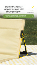 Portable Outdoor Folding Ground Chair with Back Support (Extra Long Brown) - Lightweight Padded Beach Mat & Picnic Seat for Camping, Festivals & Parks