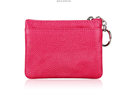 Genuine Leather Coin Purse Mini Wallet with Triple Zipper Pockets Key Ring Holder Pouch for Cash & Cards - Light Purple