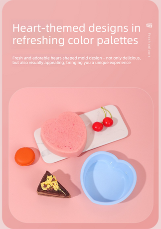 Heart Shaped Silicone Baking Mould - Non-Stick Mousse Cake & Jelly Pan - Easy Release Polished Interior for Valentine's Day Desserts (Serenity Blue, 11.5cm)