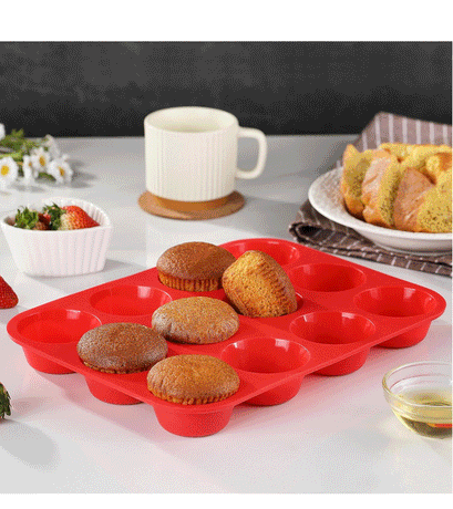 12-Cup Silicone Muffin Pan - Non-Stick Orange Baking Mould for Cupcakes, Egg Bites & Tarts - Food Grade, Heat Resistant & Dishwasher Safe (29.5cm)