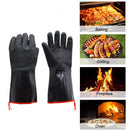 14 Inch Neoprene Heat Resistant BBQ Gloves - Waterproof & Oil Proof Long Sleeve Mitts - Extreme Heat Protection for Grilling, Boiling Water & Industrial Use (Black)