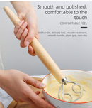 Danish Dough Whisk with Long Oak Handle - 13 Inch Stainless Steel Bread Mixer Tool for Sourdough, Pizza & Pastry - Heavy Duty Hand Held Flour Blender (Single Loop Design)