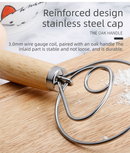 Double Loop Danish Dough Whisk with Long Oak Handle - 13 Inch Stainless Steel Bread Mixer Tool for Sourdough & Heavy Batter - Hand Held Flour Blender (Two Eye Design)
