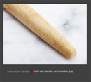 Double Loop Danish Dough Whisk with Long Oak Handle - 13 Inch Stainless Steel Bread Mixer Tool for Sourdough & Heavy Batter - Hand Held Flour Blender (Two Eye Design)