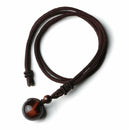 Natural Red Tiger Eye Necklace 10mm Round Stone Pendant Hand Braided Rope Lucky Protection Amulet Jewellery Gift for Men & Women