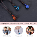 Natural Red Tiger Eye Necklace 16mm Round Stone Pendant Hand Braided Rope Lucky Protection Amulet Jewellery Gift for Men & Women