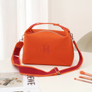 Womens Canvas Crossbody Bag Orange-red Minimalist H-Letter Box Tote Wide Strap Shoulder Handbag for Travel & Work Large Capacity