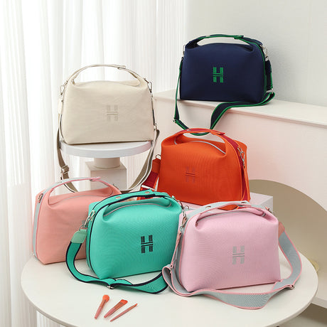 Womens Canvas Crossbody Bag Emerald Minimalist H-Letter Box Tote Wide Strap Shoulder Handbag for Travel & Work Large Capacity