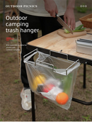 2 PCS Portable Folding Trash Bag Holder Stand Stainless Steel Garbage Bag Rack for Camping Picnic Kitchen and Student Desk Natural Finish