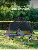 Single Person Off-Ground Camping Tent Portable Folding Bed Cover with Mosquito Net UV-Resistant Fishing Tent Blue