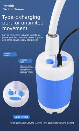 Portable Electric Outdoor Shower Kit Handheld Battery-Powered Shower Head Set for Camping, Dormitories, and Construction Sites