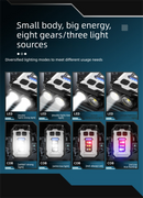 Mini EDC Keychain Flashlight Dual LED Super Bright 750mAh Type-C Rechargeable Magnetic Torch Work Light Black