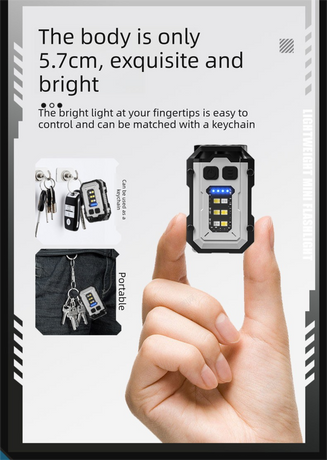 Mini EDC Keychain Flashlight Dual LED Super Bright 750mAh Type-C Rechargeable Magnetic Torch Work Light White