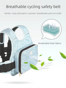 Child Motorcycle Safety Harness Strap Adjustable Passenger Belt with Handles & Storage Pocket Breathable Linen Grey for Scooter