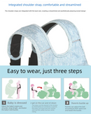 Child Motorcycle Safety Harness Strap Adjustable Passenger Belt with Handles & Storage Pocket Breathable Linen Blue for Scooter