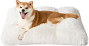 Luxury Long Plush Pet Bed Mat Faux Fur Crate Pad 95x65cm Creamy White Soft Warm Cushion for Large Dogs