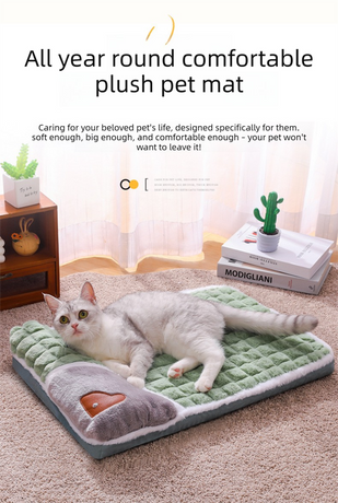 Thickened Pet Sofa Bed M Size 50x35cm Coffee Dog Mat with Integrated Pillow Soft Washable Sleeping Pad for Dogs and Cats All Season Comfort