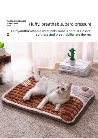 Thickened Pet Sofa Bed S Size 40x25cm Coffee Dog Mat with Integrated Pillow Soft Washable Sleeping Pad for Dogs and Cats All Season Comfort