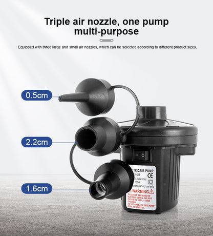 Electric Air Pump AC 220V-240V Portable Quick Inflator Deflator with 3 Nozzles for Air Mattress Pool Floats Vacuum Storage Bags AU Plug