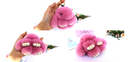 Fluffy Mini Rex Rabbit Fur Keychain Cute Bunny Bag Charm - Soft Plush Animal Doll Key Ring for Car Keys & Handbags - White
