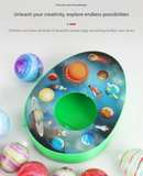 Easter Bunny and Chick Egg Decorating Kit Electric DIY Painting Machine with 8 Markers and 3 Toy Eggs Set